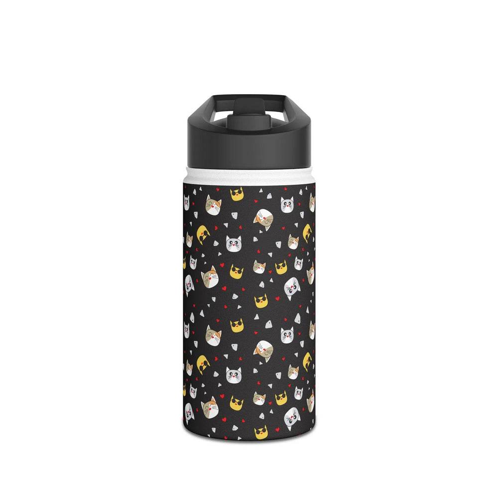 Kawaii Cat Faces Stainless Steel Water Bottle Printify