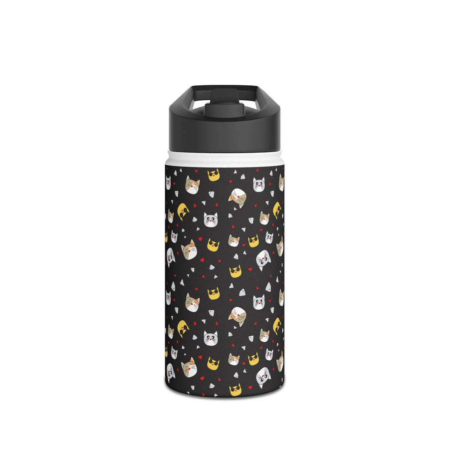 Kawaii Cat Faces Stainless Steel Water Bottle Printify