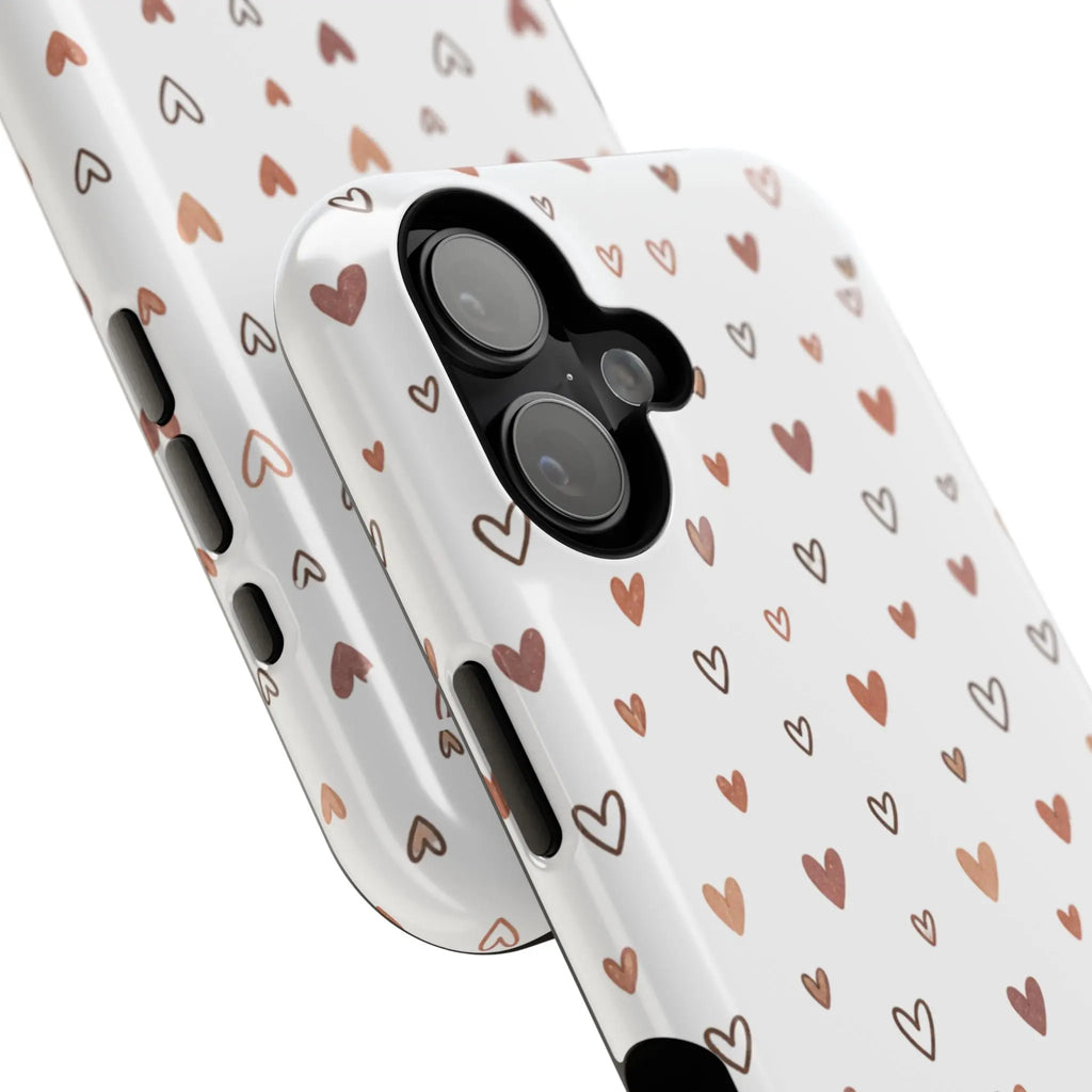 Heart Doodle Shockproof Phone Case — Cute Neutral Tiny Hearts Design Printify