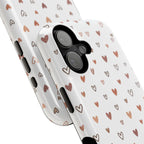 Heart Doodle Shockproof Phone Case — Cute Neutral Tiny Hearts Design Printify