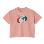 Cute Cosmic Cat Boxy Tee — Women's Graphic T-Shirt Printify