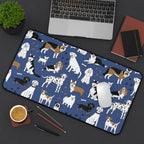 Dog Pattern Desk Mat — Blue Cute Puppy Desk Pad for Pet Lovers Printify