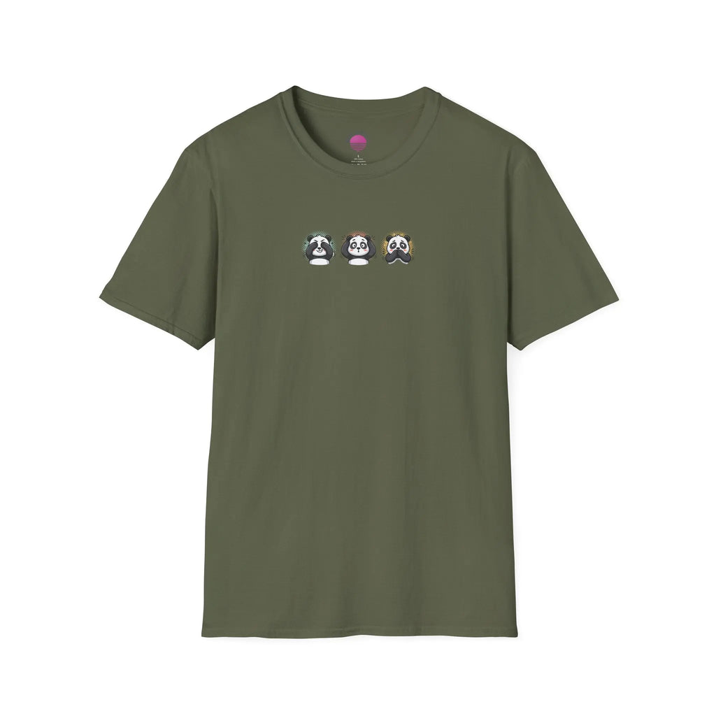 Panda Trio Graphic T-Shirt — Cute Cartoon Panda Faces Tee Printify