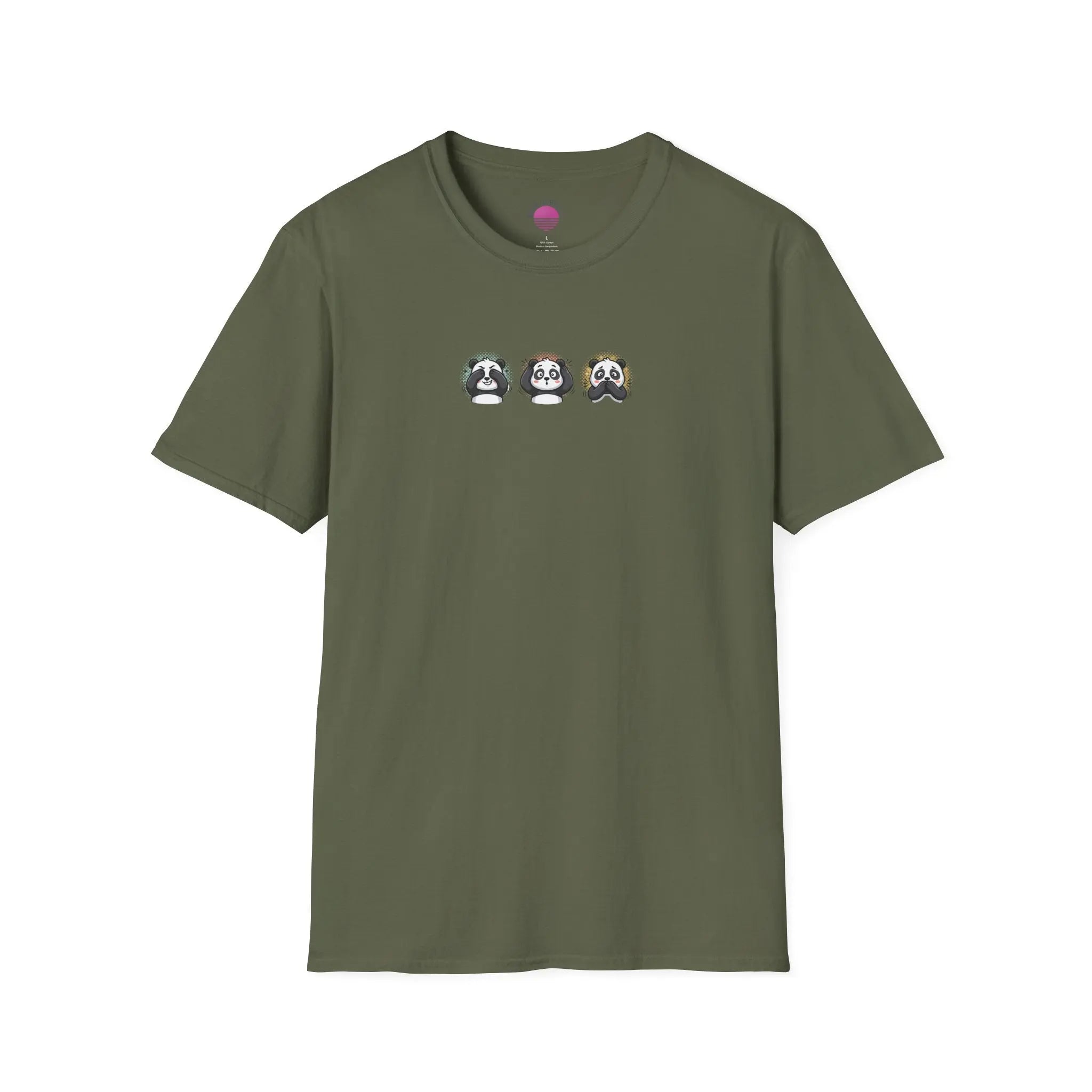 Panda Trio Graphic T-Shirt — Cute Cartoon Panda Faces Tee Printify