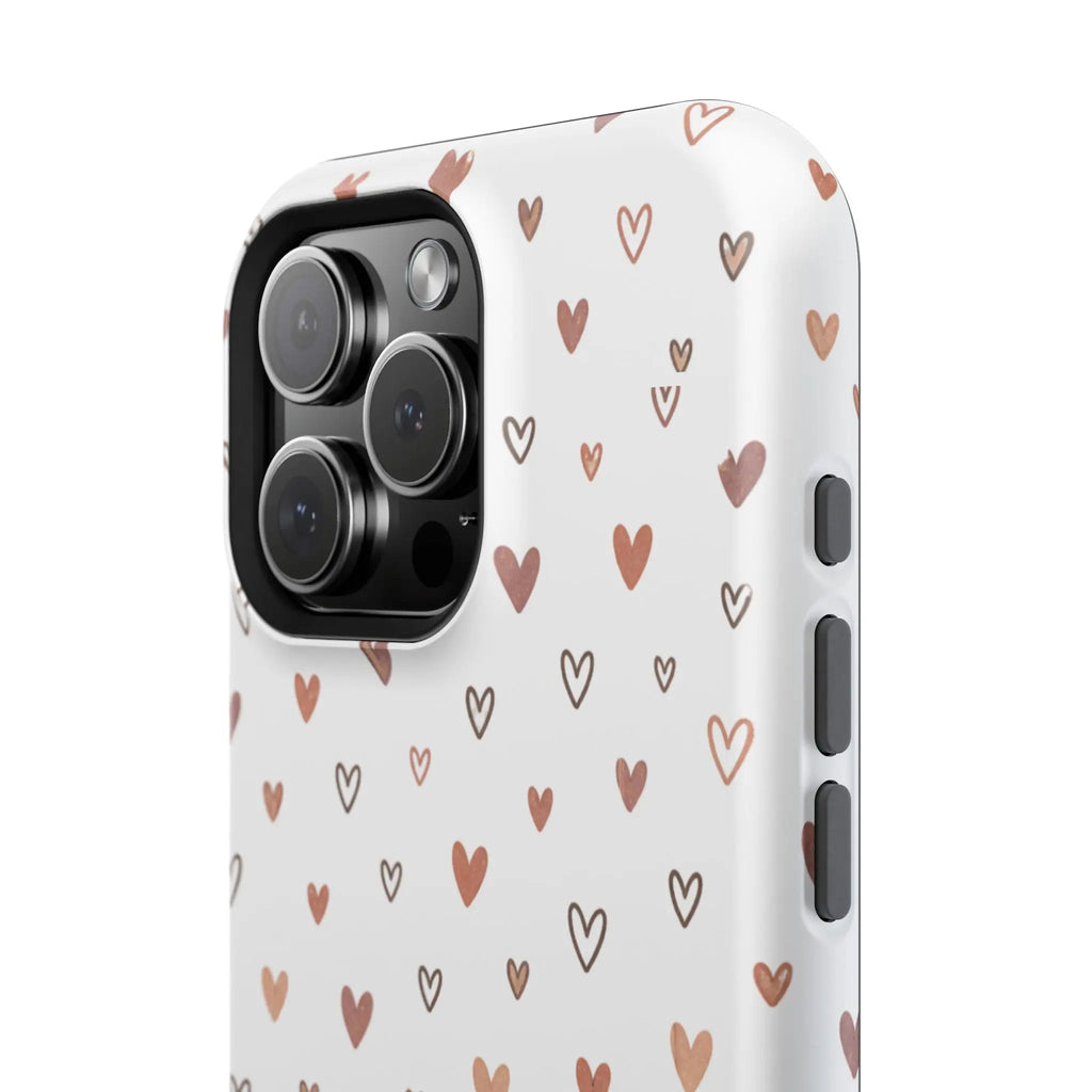 Heart Doodle Shockproof Phone Case — Cute Neutral Tiny Hearts Design Printify