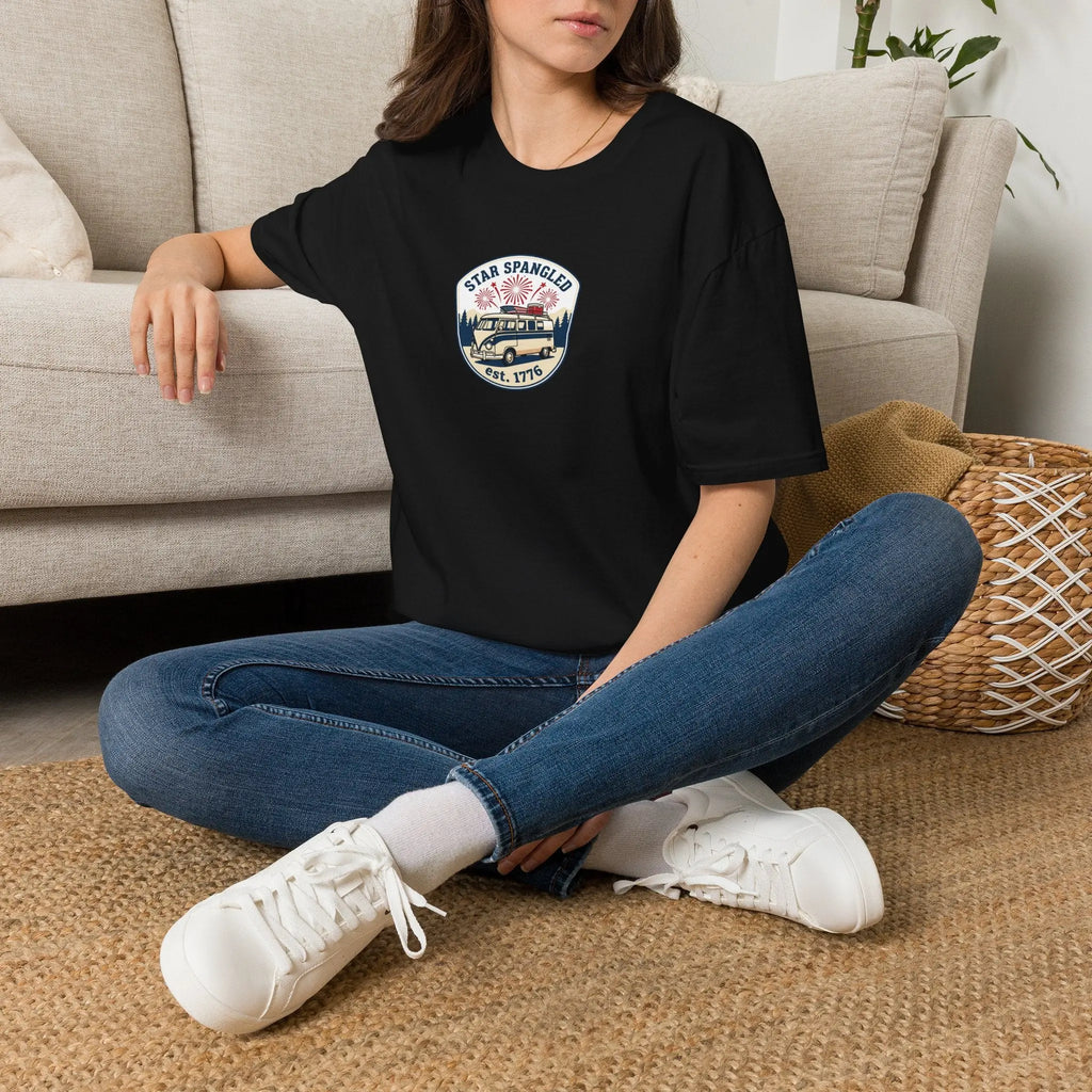 Star Spangled est. 1776 Vintage Van T-Shirt — Patriotic American Flag Tee Printify