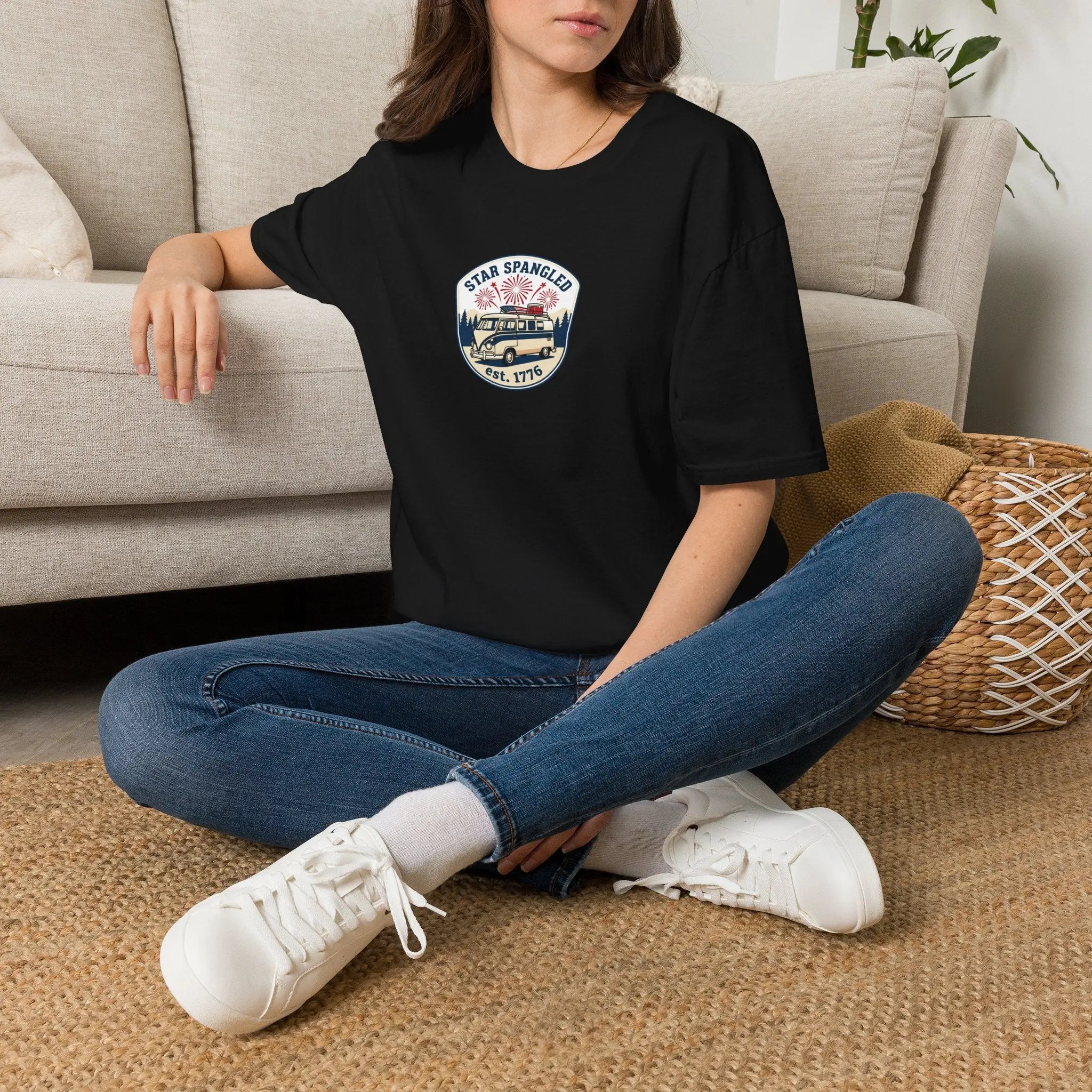 Star Spangled est. 1776 Vintage Van T-Shirt — Patriotic American Flag Tee Printify
