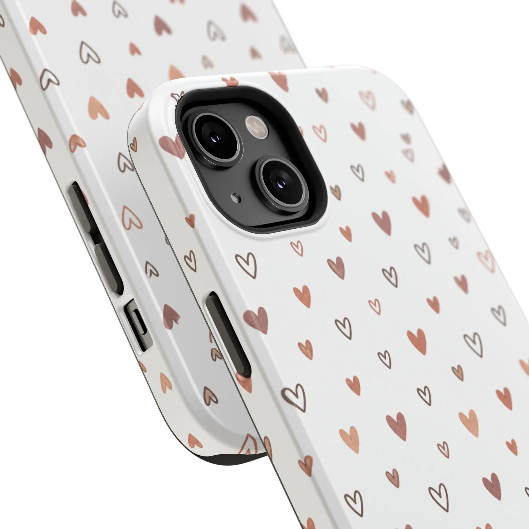 Heart Doodle Shockproof Phone Case — Cute Neutral Tiny Hearts Design Printify