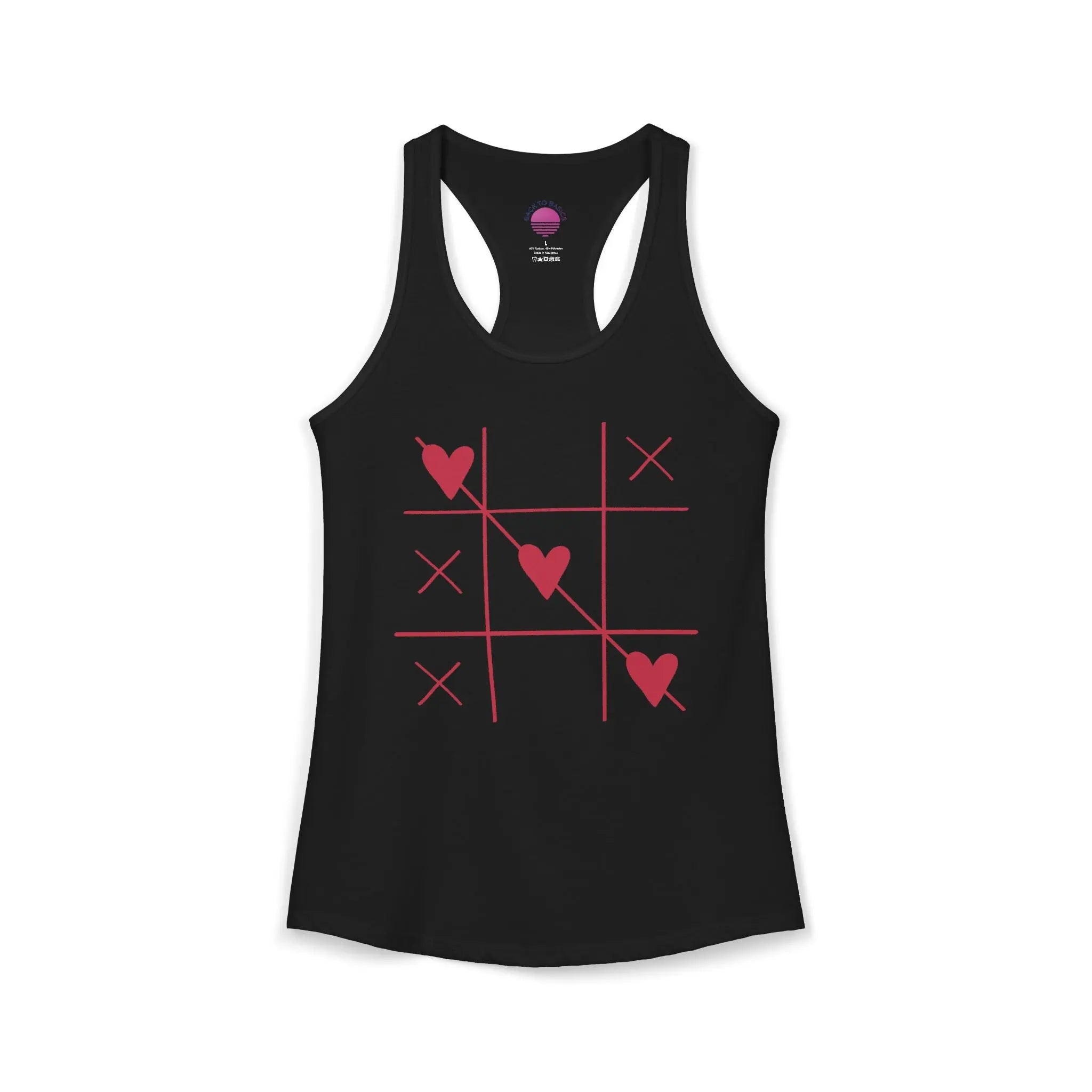 Heart Tic Tac Toe Women’s Racerback Tank — Cute Valentine’s Game Tee Printify