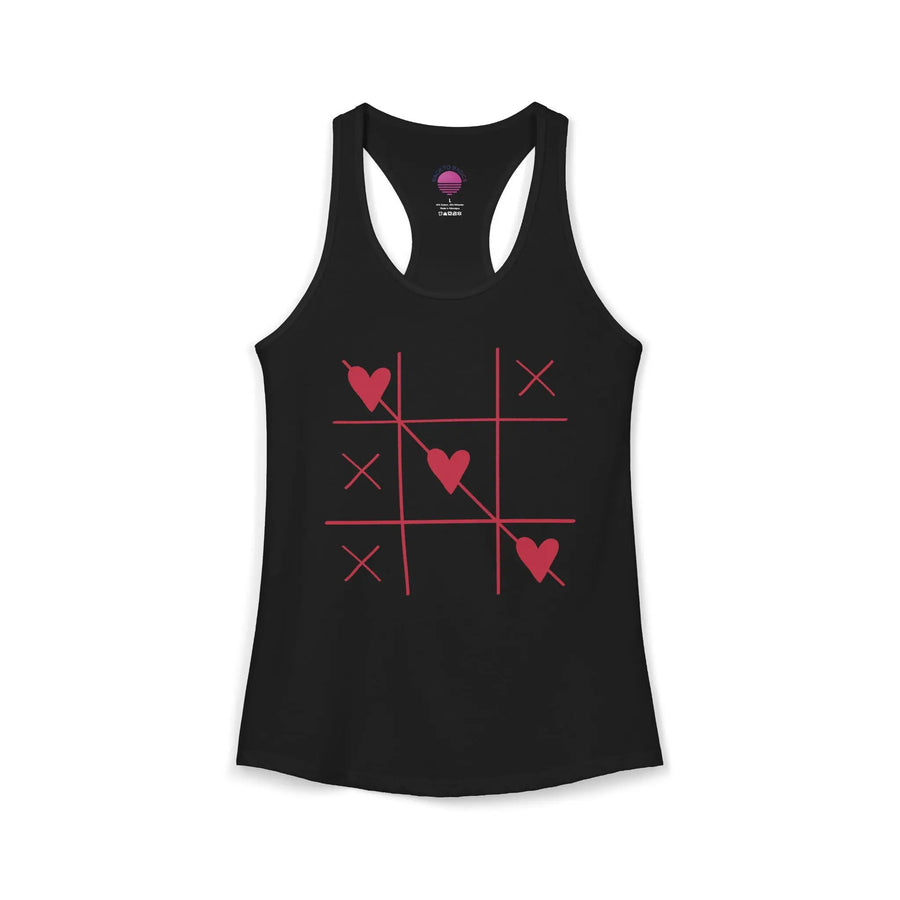Heart Tic Tac Toe Women’s Racerback Tank — Cute Valentine’s Game Tee Printify
