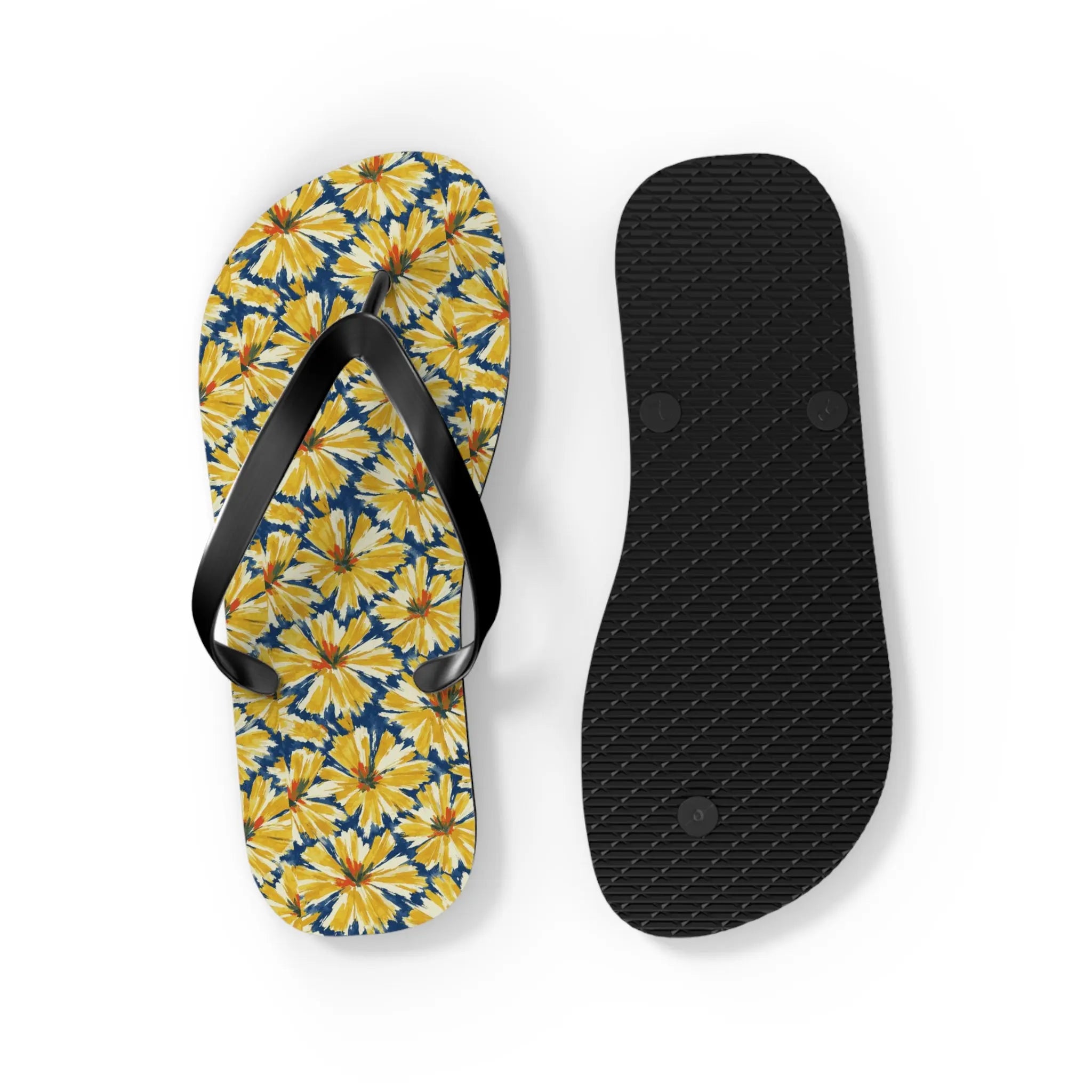 Yellow Daisy Flip Flops – Floral Beach Sandals Printify