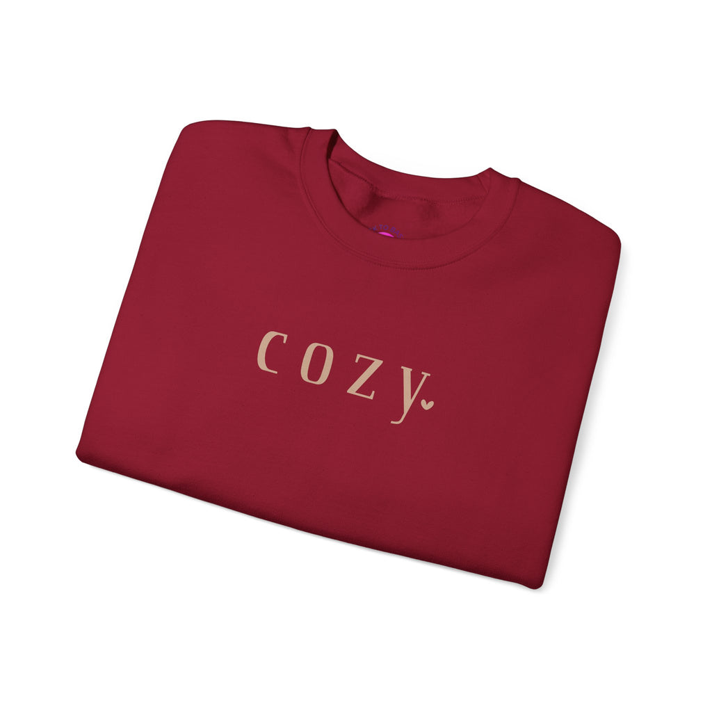 Cozy Crewneck Sweatshirt — Minimal 'COZY.' Soft White Pullover