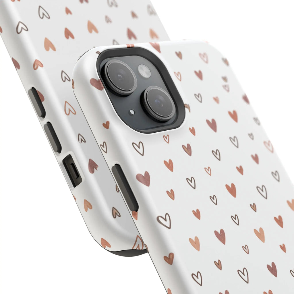 Heart Doodle Shockproof Phone Case — Cute Neutral Tiny Hearts Design Printify