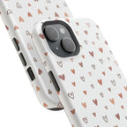 Heart Doodle Shockproof Phone Case — Cute Neutral Tiny Hearts Design Printify