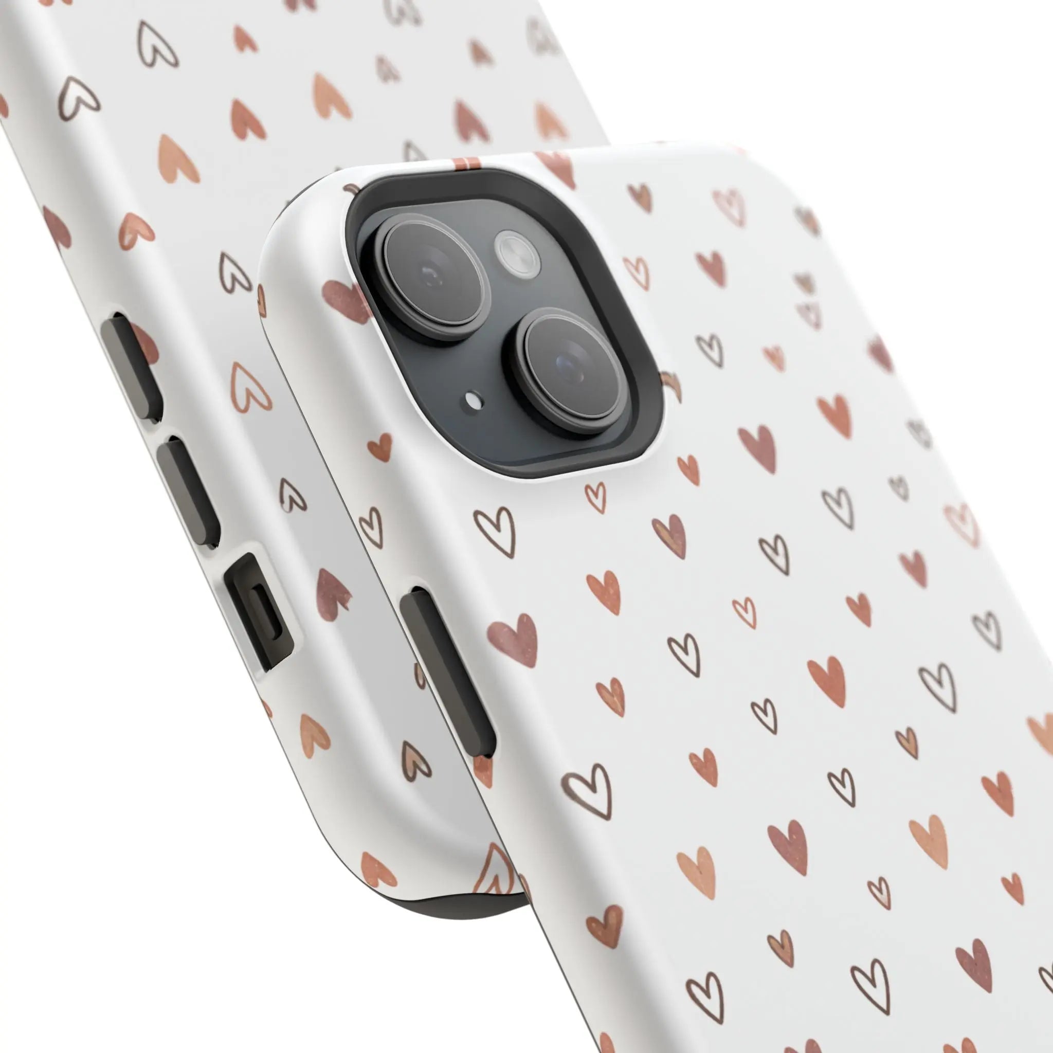 Heart Doodle Shockproof Phone Case — Cute Neutral Tiny Hearts Design Printify