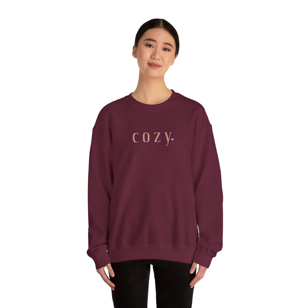 Cozy Crewneck Sweatshirt — Minimal 'COZY.' Soft White Pullover - Back To Basics