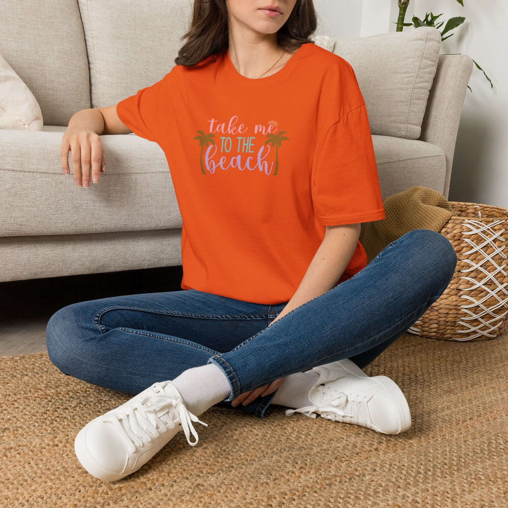Take Me to the Beach Pastel Palm T-Shirt Printify Back To Basics