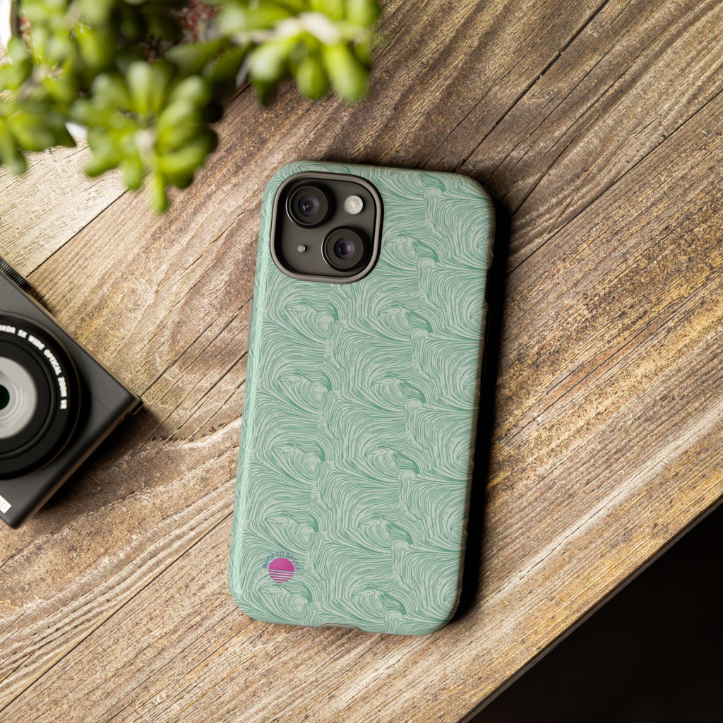 All over print Green pastel whirls iphone case