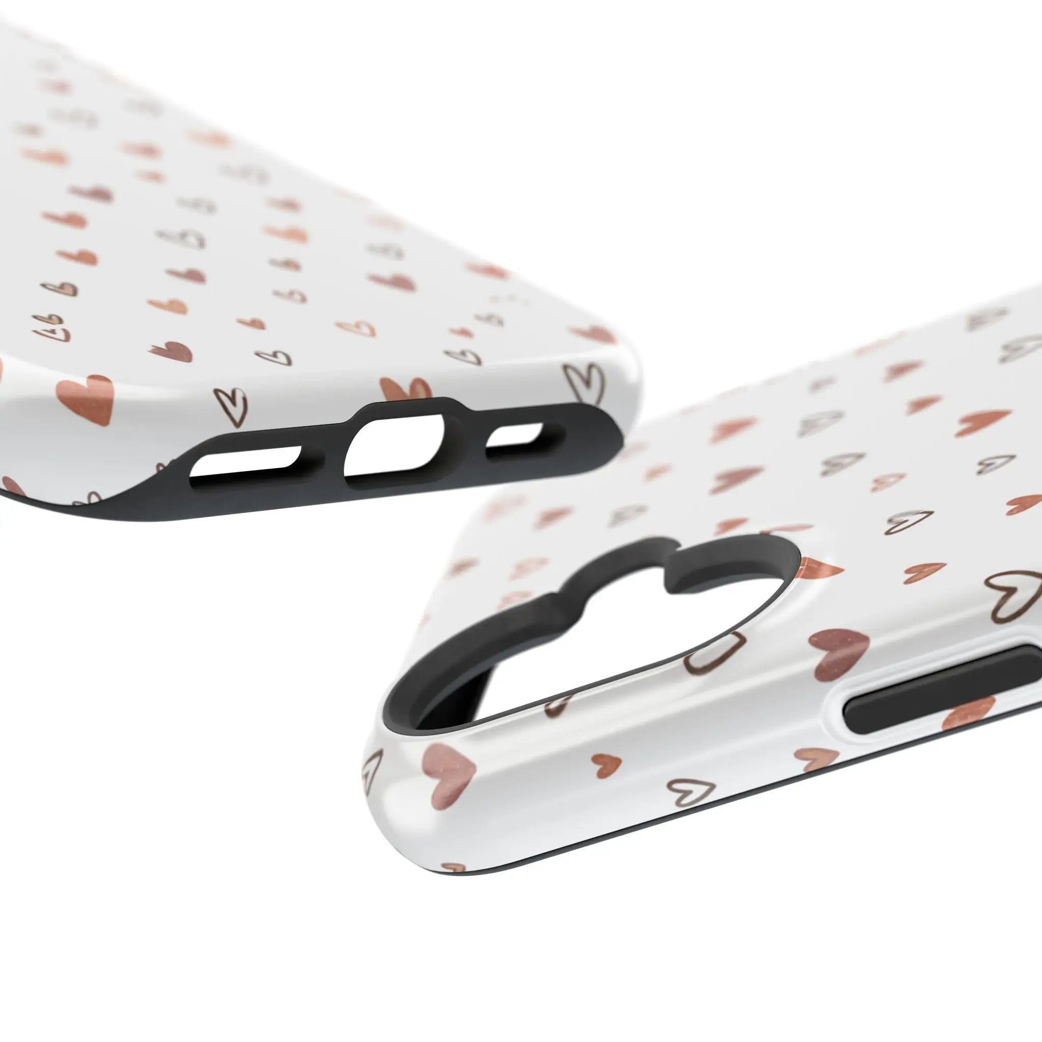 Heart Doodle Shockproof Phone Case — Cute Neutral Tiny Hearts Design Printify
