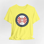 Patriotic Starburst Tee — Red, White & Blue Round Emblem T-Shirt Printify
