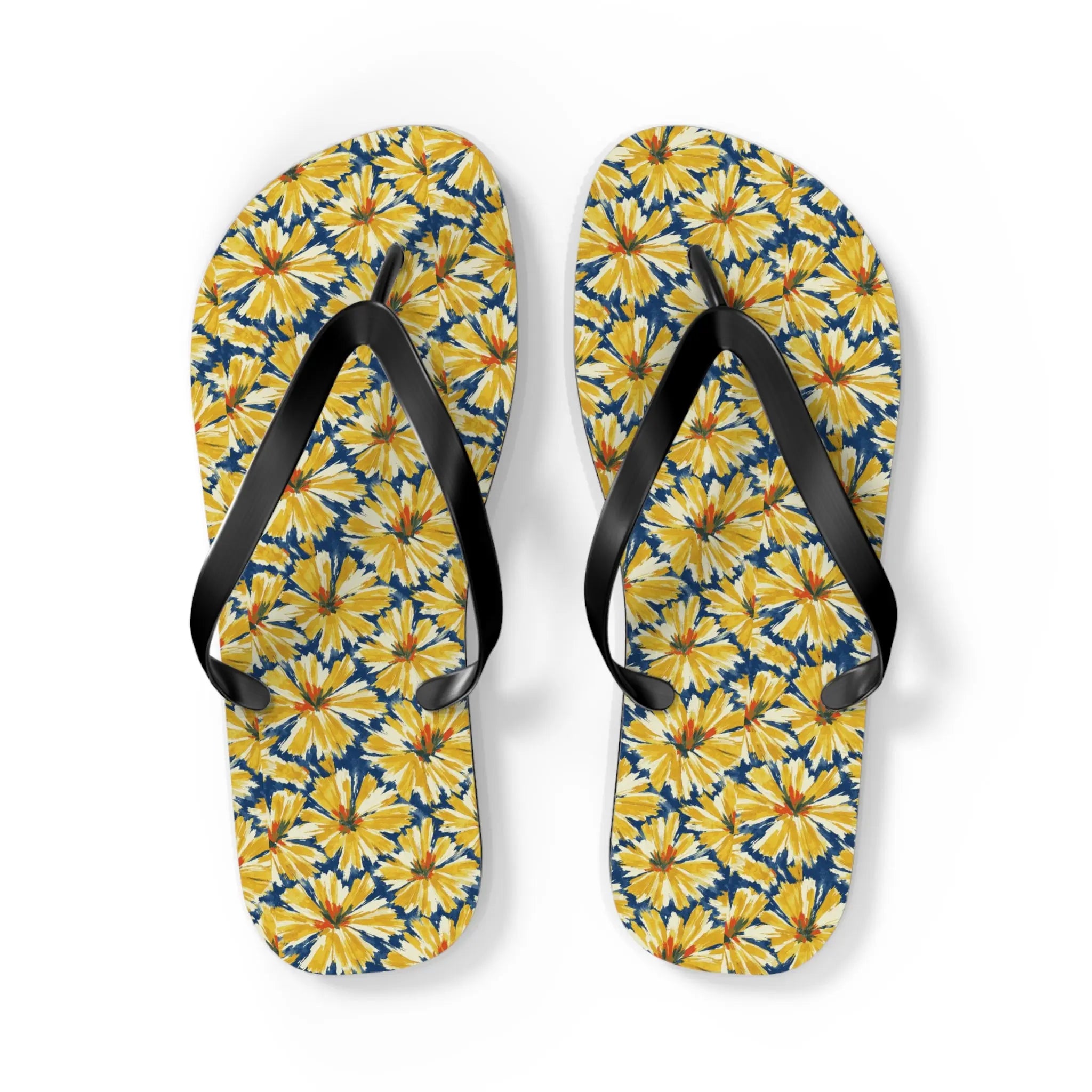 Yellow Daisy Flip Flops – Floral Beach Sandals Printify