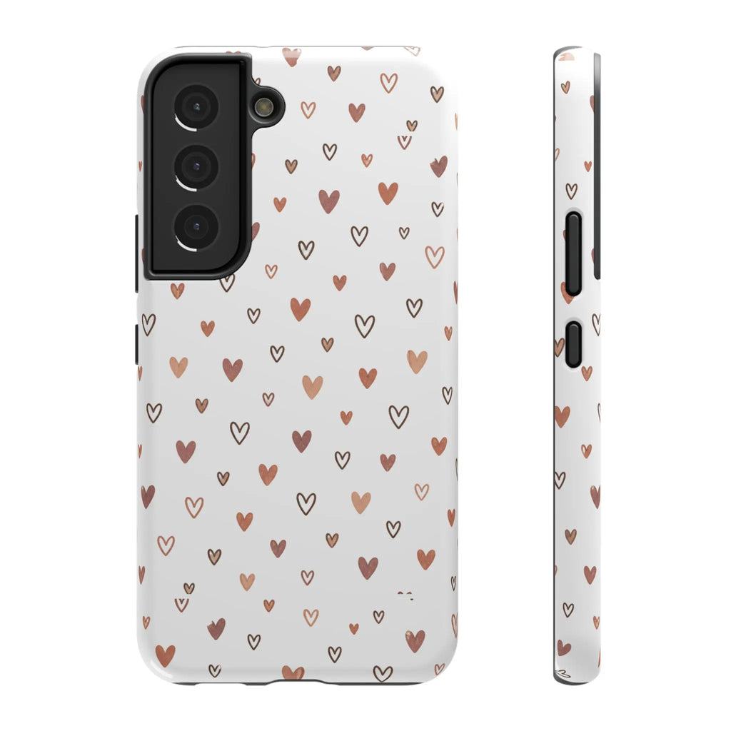 Heart Doodle Shockproof Phone Case — Cute Neutral Tiny Hearts Design Printify