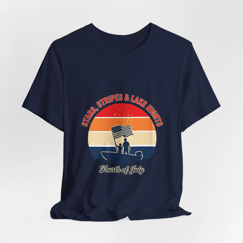 Stars Stripes & Lake Vibes Tee | USA, red white blue Printify