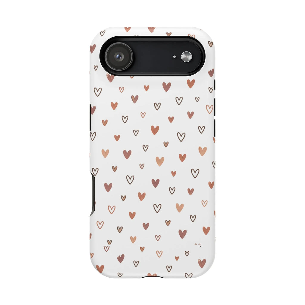 Heart Doodle Shockproof Phone Case — Cute Neutral Tiny Hearts Design Printify