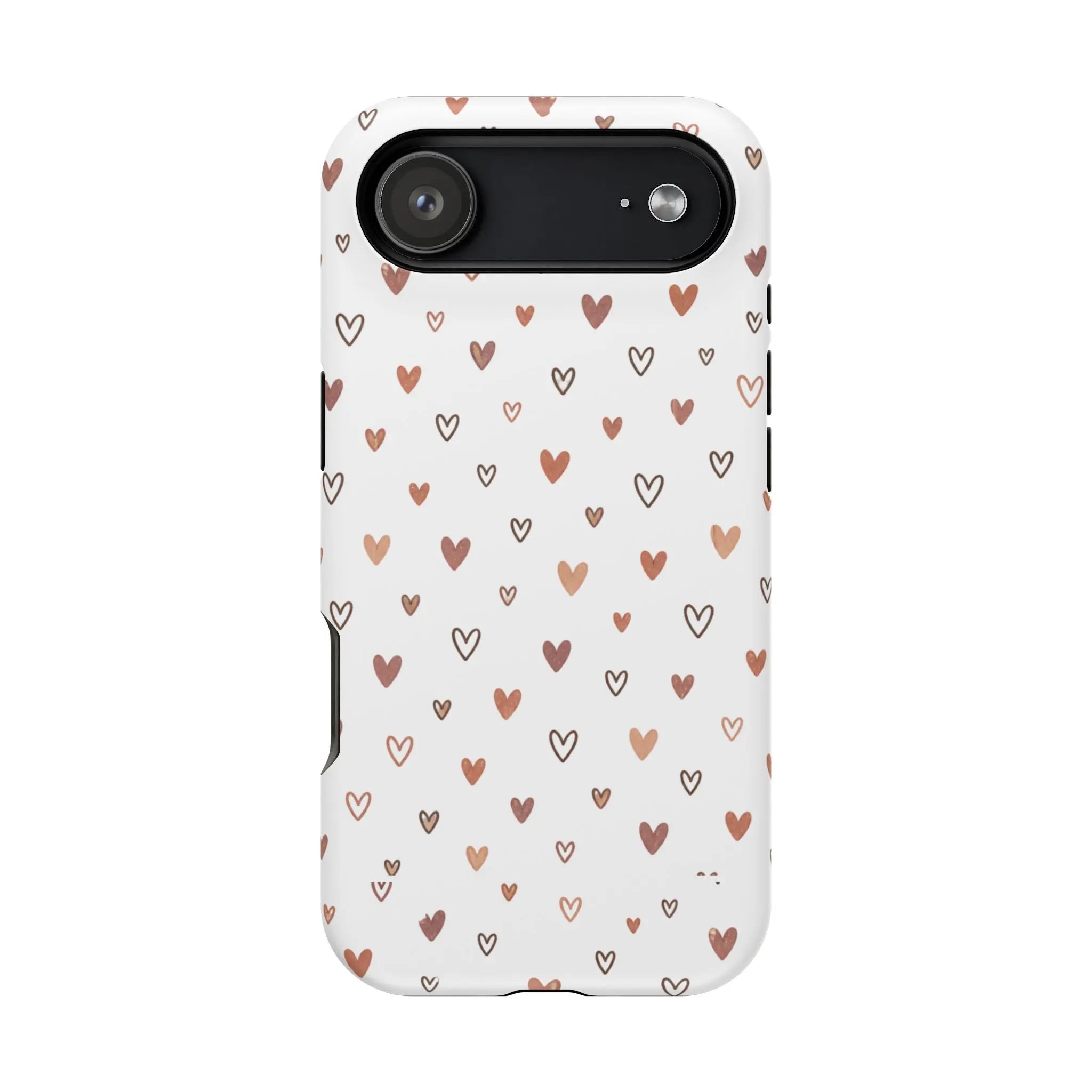 Heart Doodle Shockproof Phone Case — Cute Neutral Tiny Hearts Design Printify