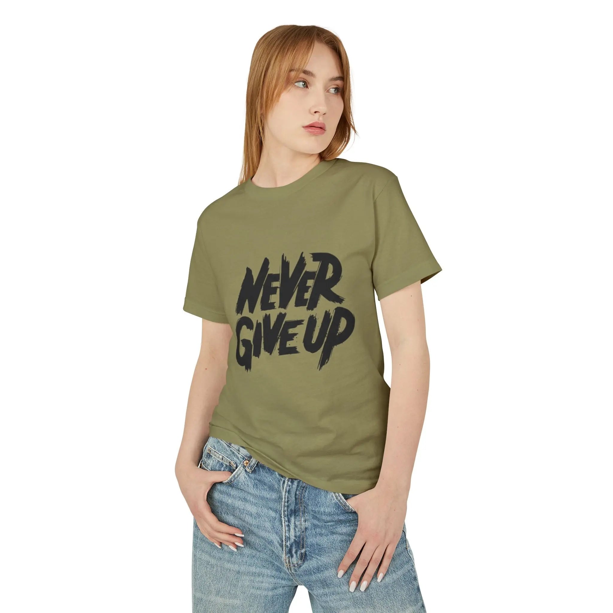 Motivational Unisex Heavyweight Tee - 'Never Give Up' Printify