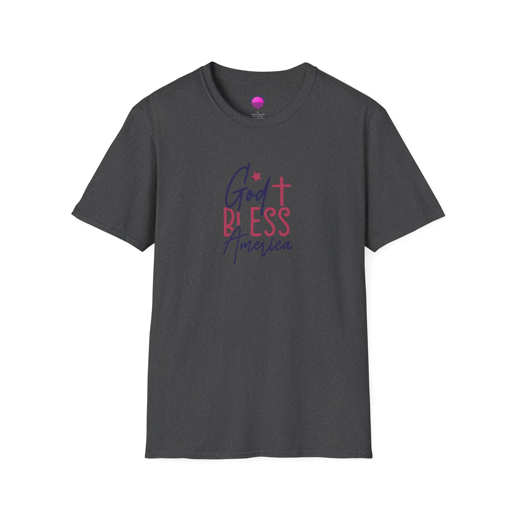 God Bless America Patriotic Christian T-Shirt with Cross Printify