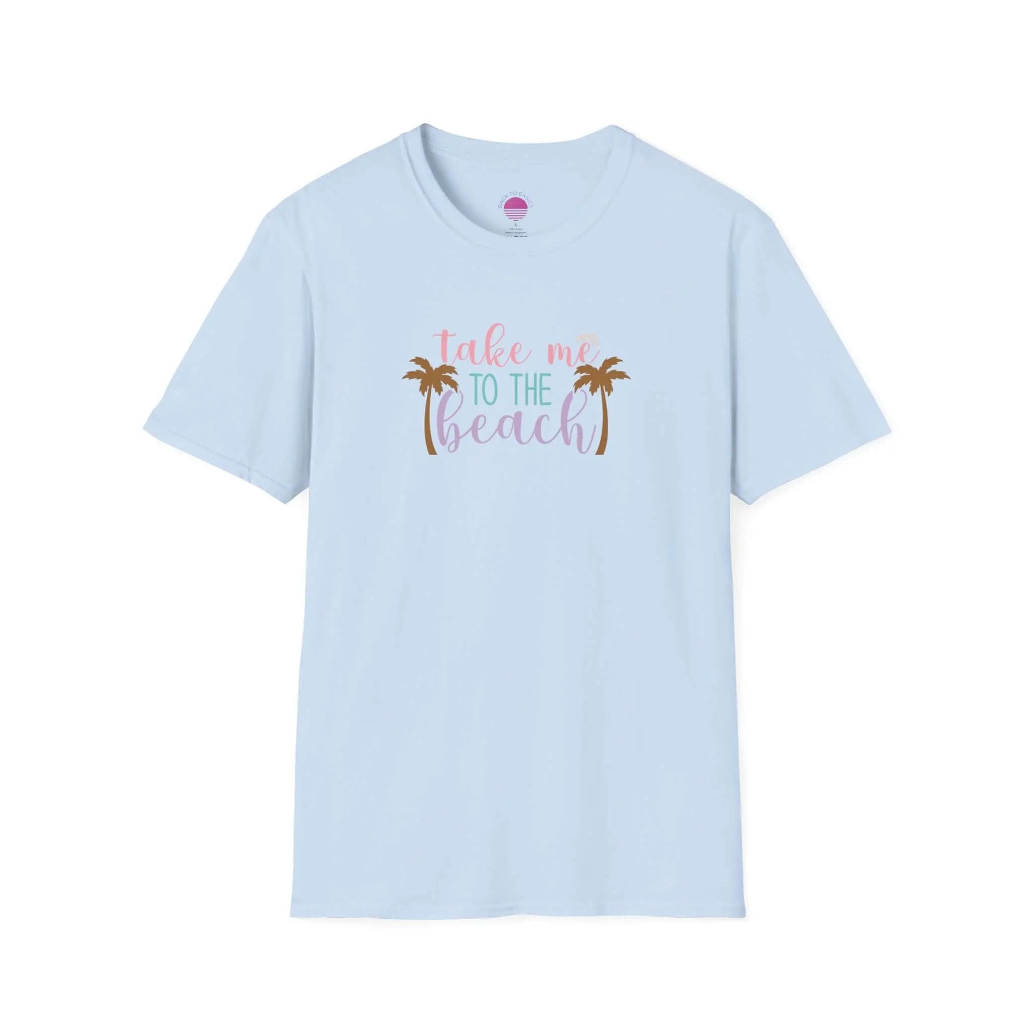 Take Me to the Beach Pastel Palm T-Shirt Printify Back To Basics