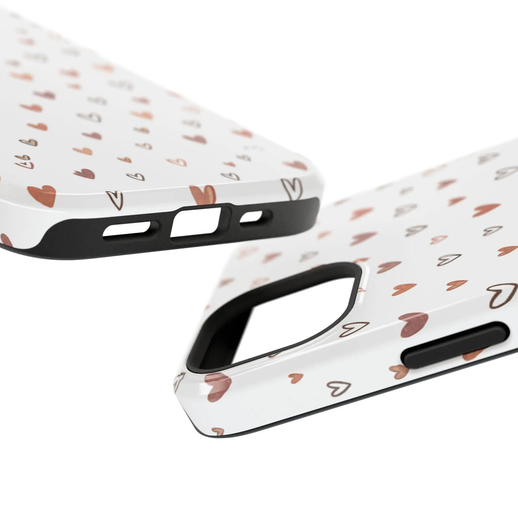 Heart Doodle Shockproof Phone Case — Cute Neutral Tiny Hearts Design Printify