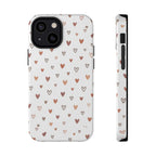 Heart Doodle Impact-Resistant Phone Case featuring cute neutral tiny hearts design, perfect for everyday use.