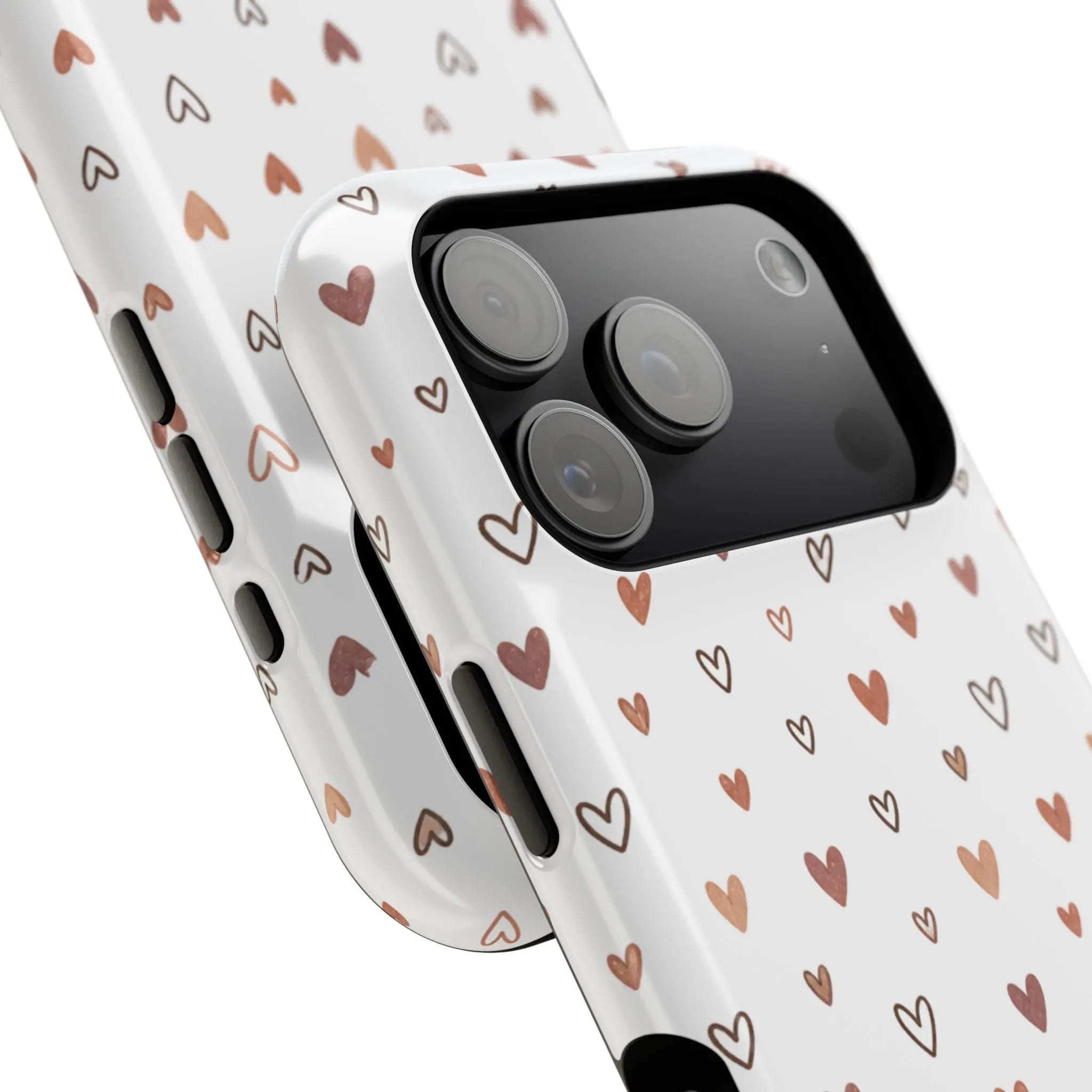 Heart Doodle Shockproof Phone Case — Cute Neutral Tiny Hearts Design Printify