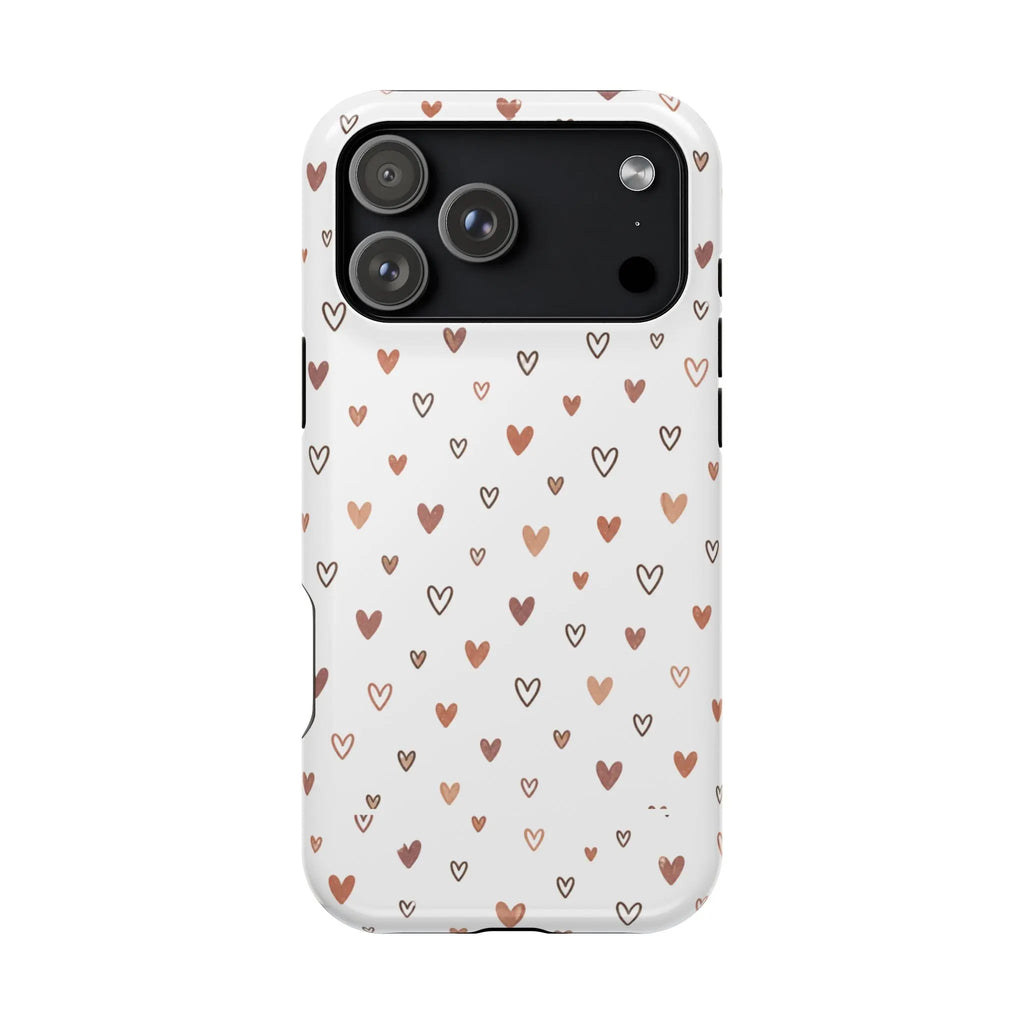 Heart Doodle Shockproof Phone Case — Cute Neutral Tiny Hearts Design Printify