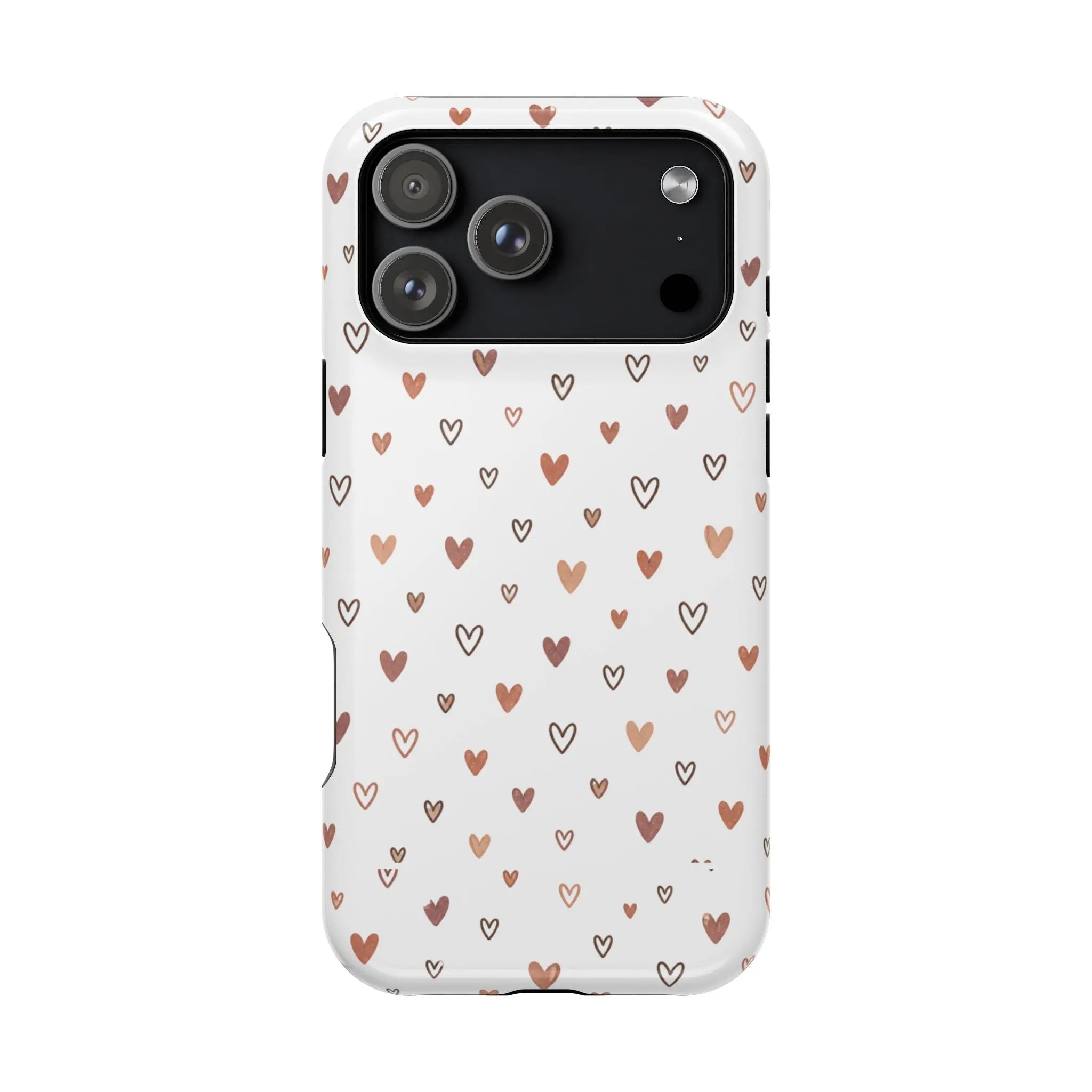 Heart Doodle Shockproof Phone Case — Cute Neutral Tiny Hearts Design Printify