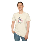God Bless America Patriotic Christian T-Shirt with Cross Printify
