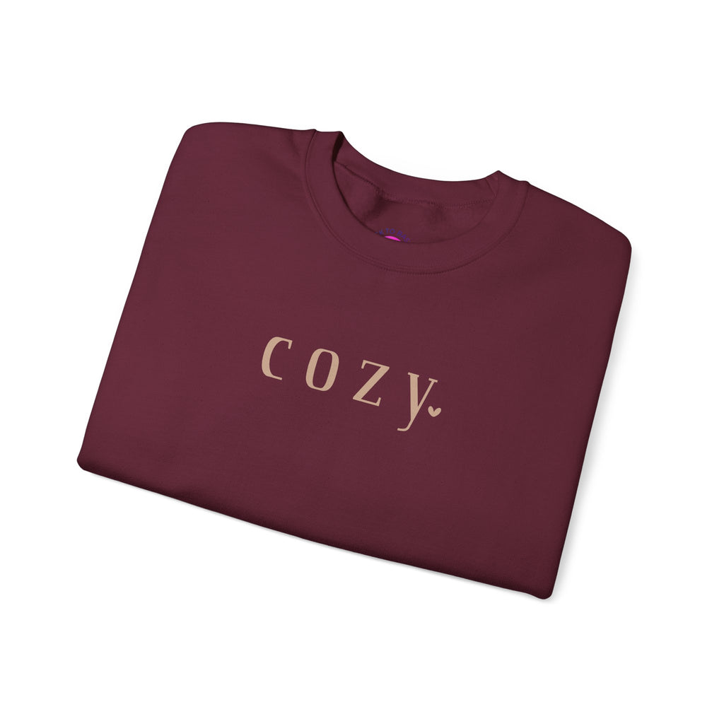 Cozy Crewneck Sweatshirt — Minimal 'COZY.' Soft White Pullover