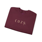 Cozy Crewneck Sweatshirt — Minimal 'COZY.' Soft White Pullover