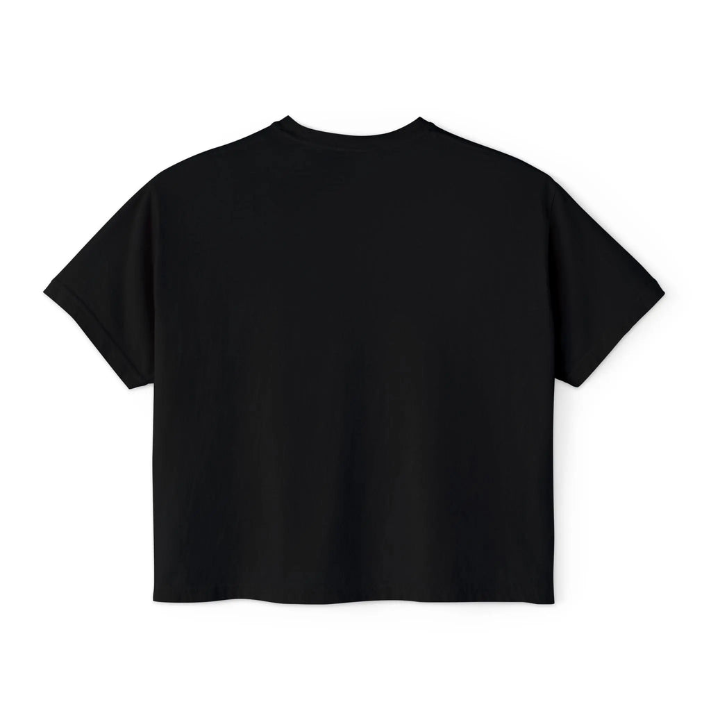 Cute Cosmic Cat Boxy Tee — Women's Graphic T-Shirt Printify