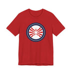 Patriotic Starburst Tee — Red, White & Blue Round Emblem T-Shirt Printify