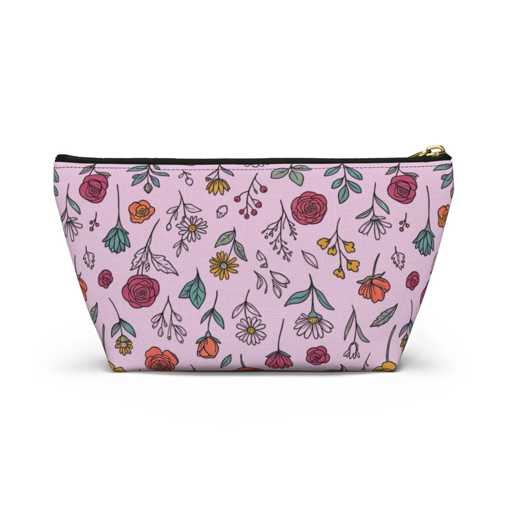 Floral Doodle Accessory Pouch — T-Bottom Makeup & Travel Organizer Printify