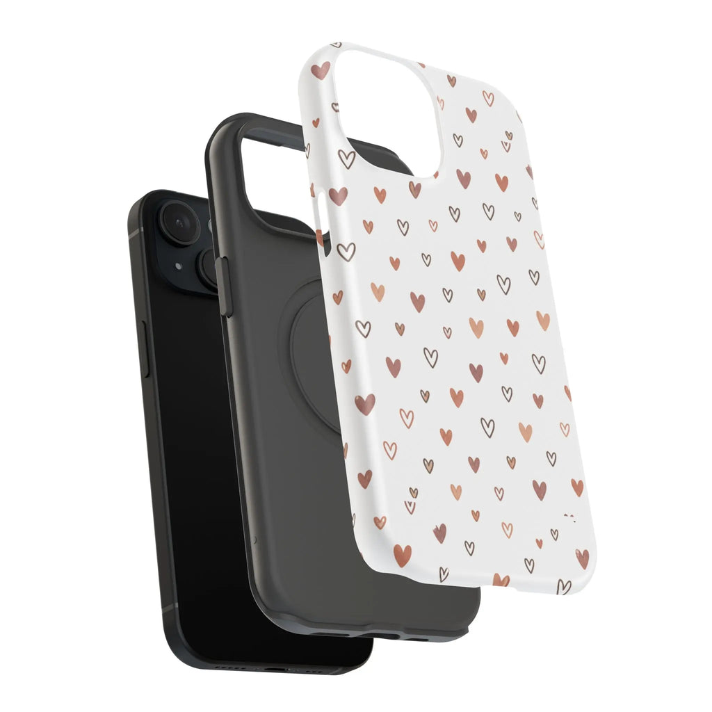 Heart Doodle Shockproof Phone Case — Cute Neutral Tiny Hearts Design Printify