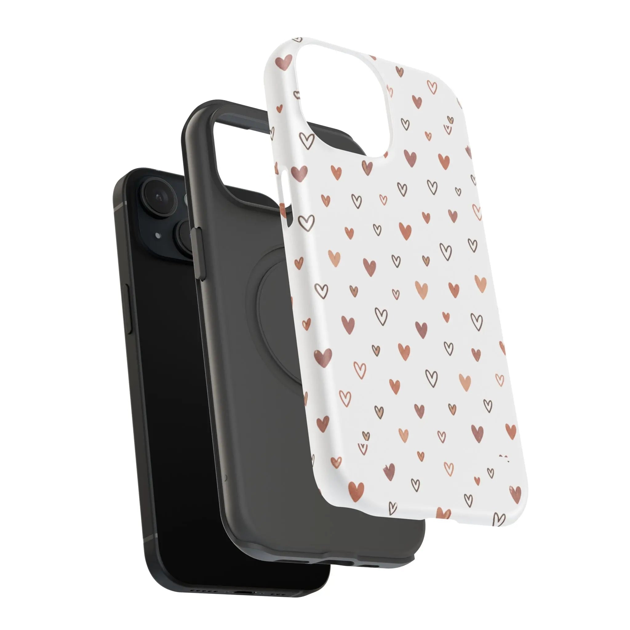 Heart Doodle Shockproof Phone Case — Cute Neutral Tiny Hearts Design Printify