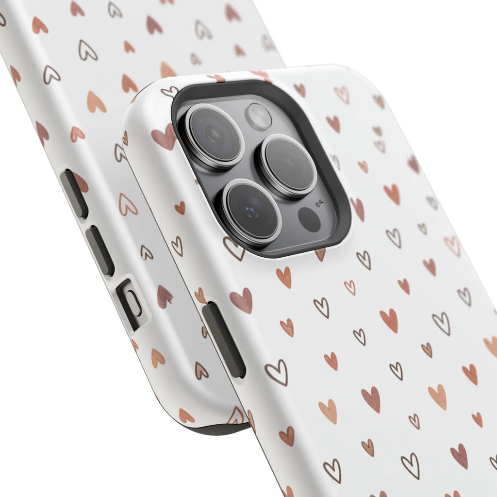 Heart Doodle Shockproof Phone Case — Cute Neutral Tiny Hearts Design Printify