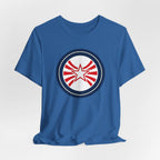 Patriotic Starburst Tee — Red, White & Blue Round Emblem T-Shirt Printify