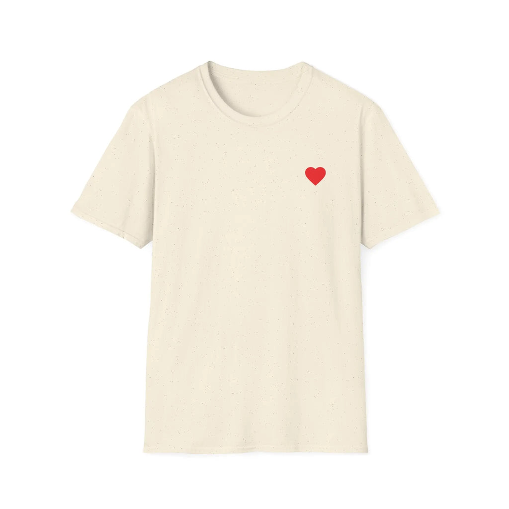 Minimal Red Heart Tee — Small Heart Chest Graphic T-Shirt Printify
