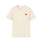 Minimal Red Heart Tee — Small Heart Chest Graphic T-Shirt Printify