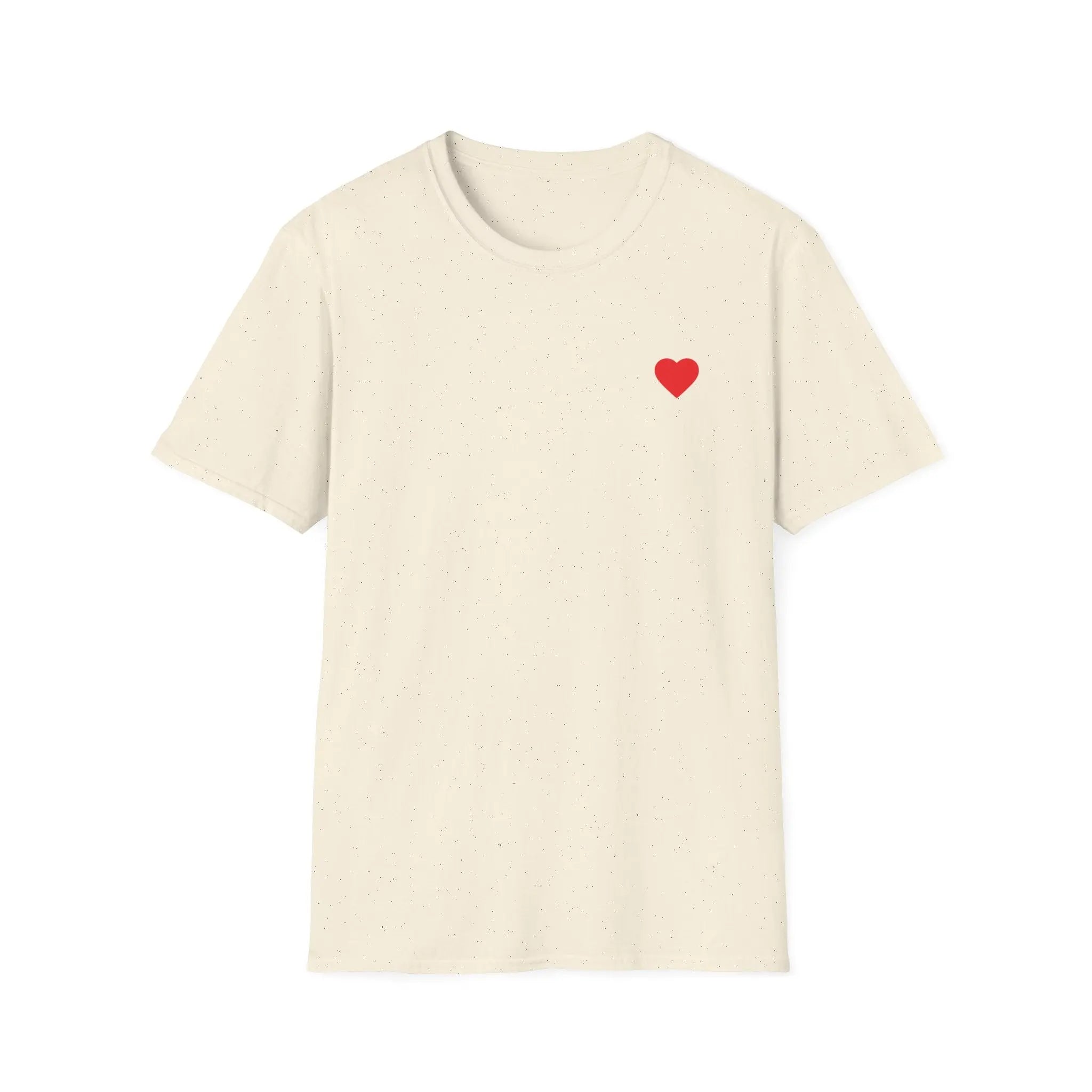 Minimal Red Heart Tee — Small Heart Chest Graphic T-Shirt Printify